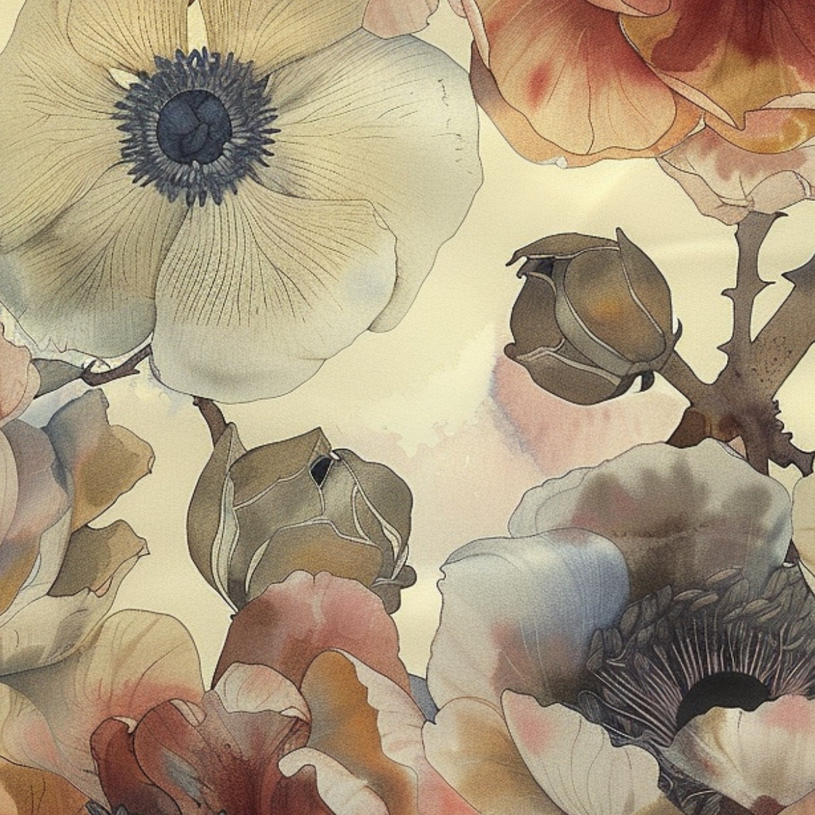 Sunset Poppy Anemones - Sandstone — 07 Detail Macro