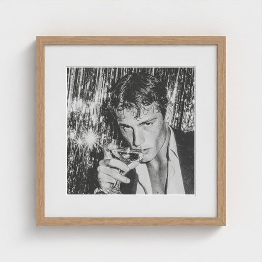 Serious Champagne Portrait in Vintage Monochrome