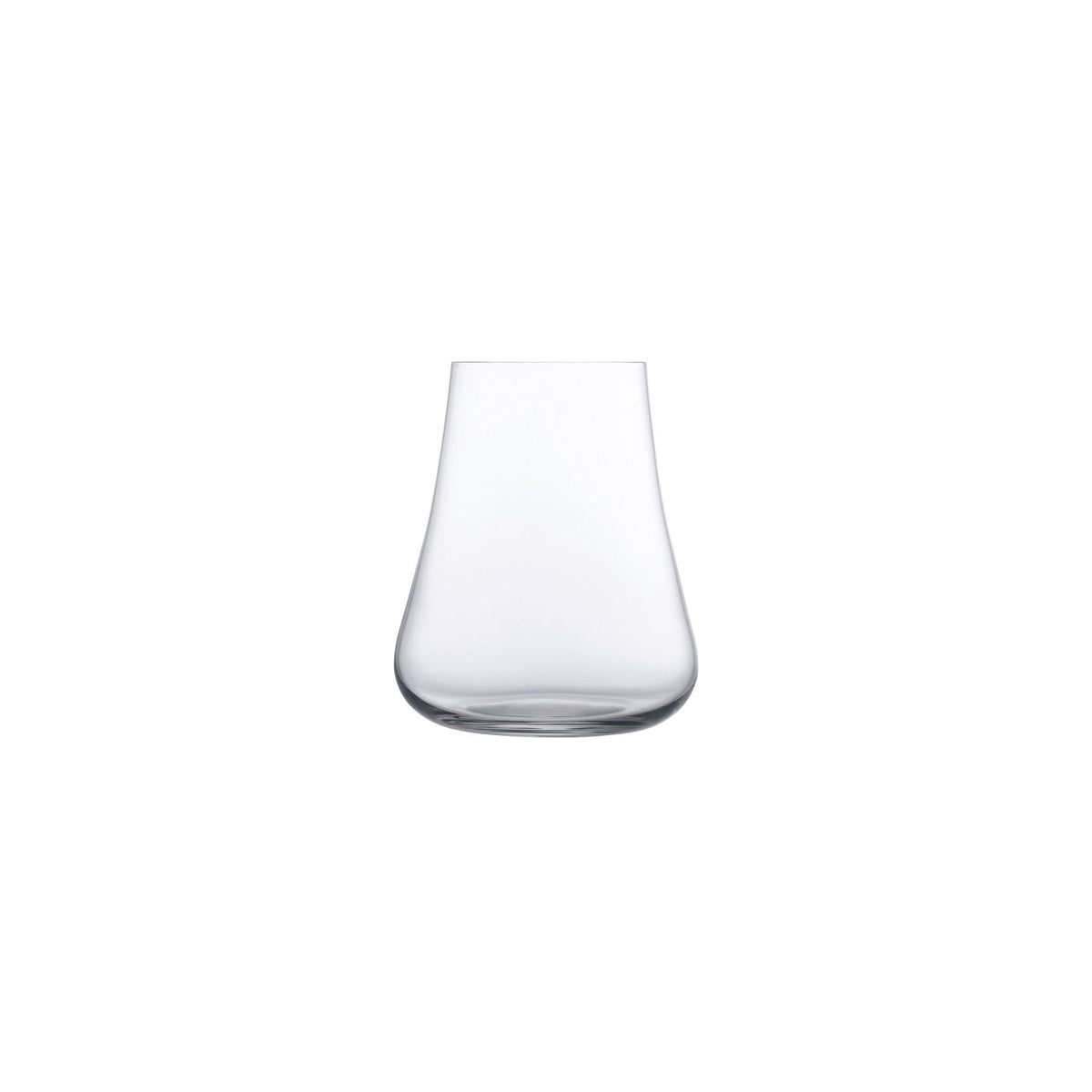 Two NUDE Glass Stem Zero Volcano red wine glasses on a clean, light surface.