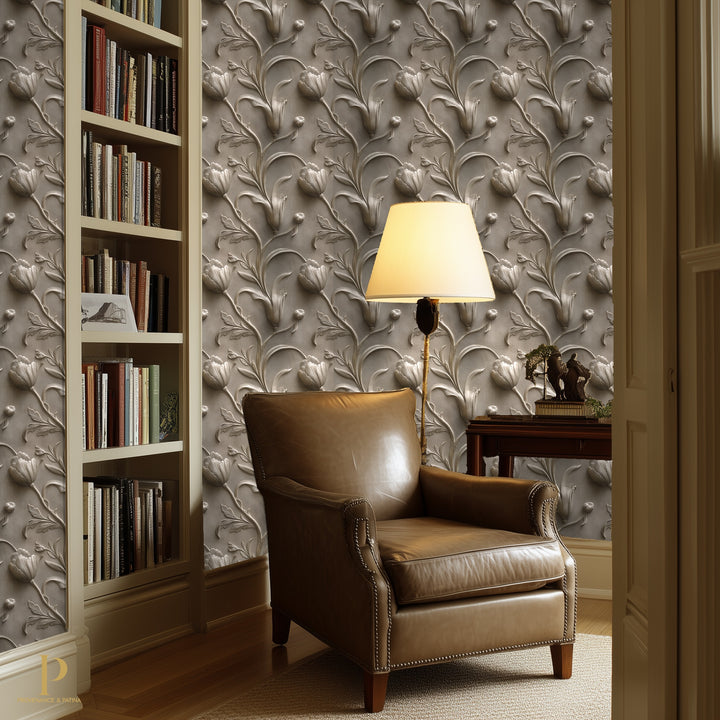 Platinum Tulip Train Gunmetal — Room Mockup