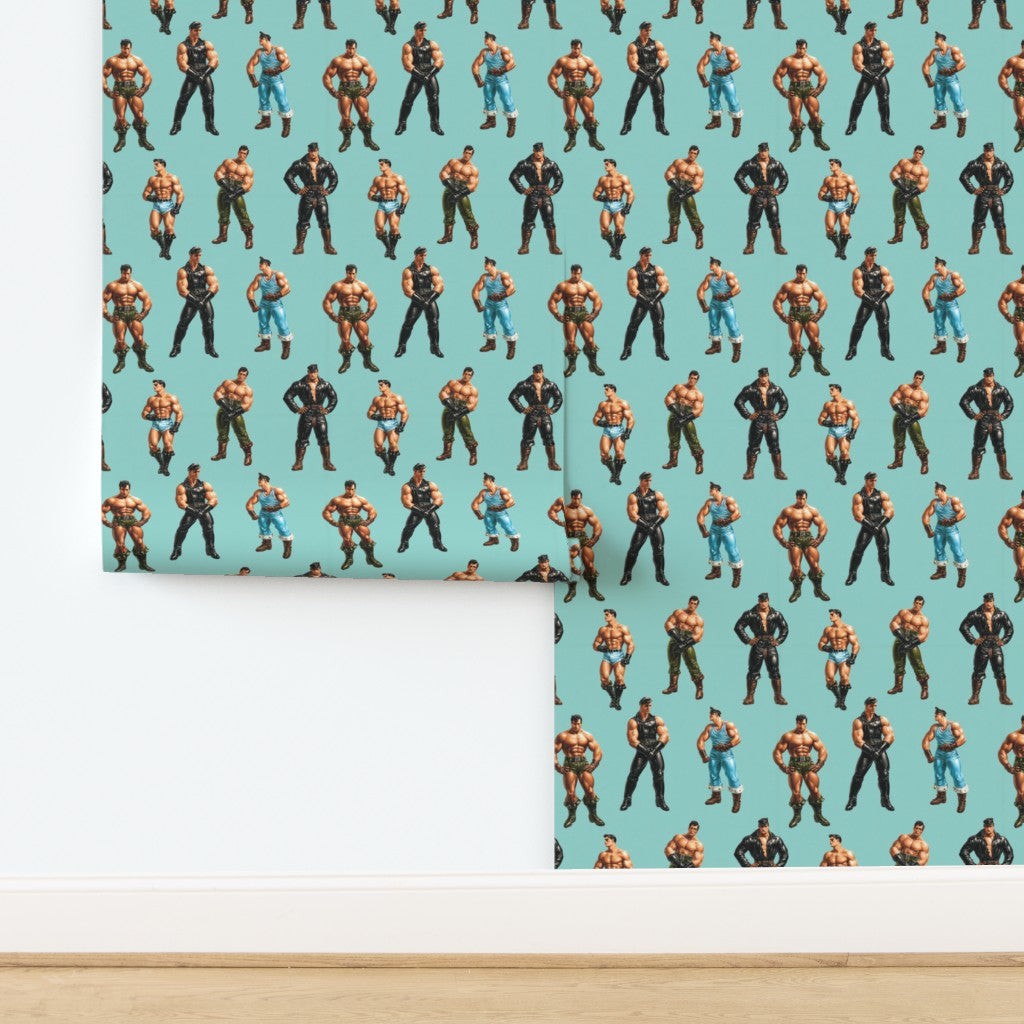 Swatch sample of Herculean Leather Mosaic Wallpaper showing the intricate illustration detail and warm colorway.