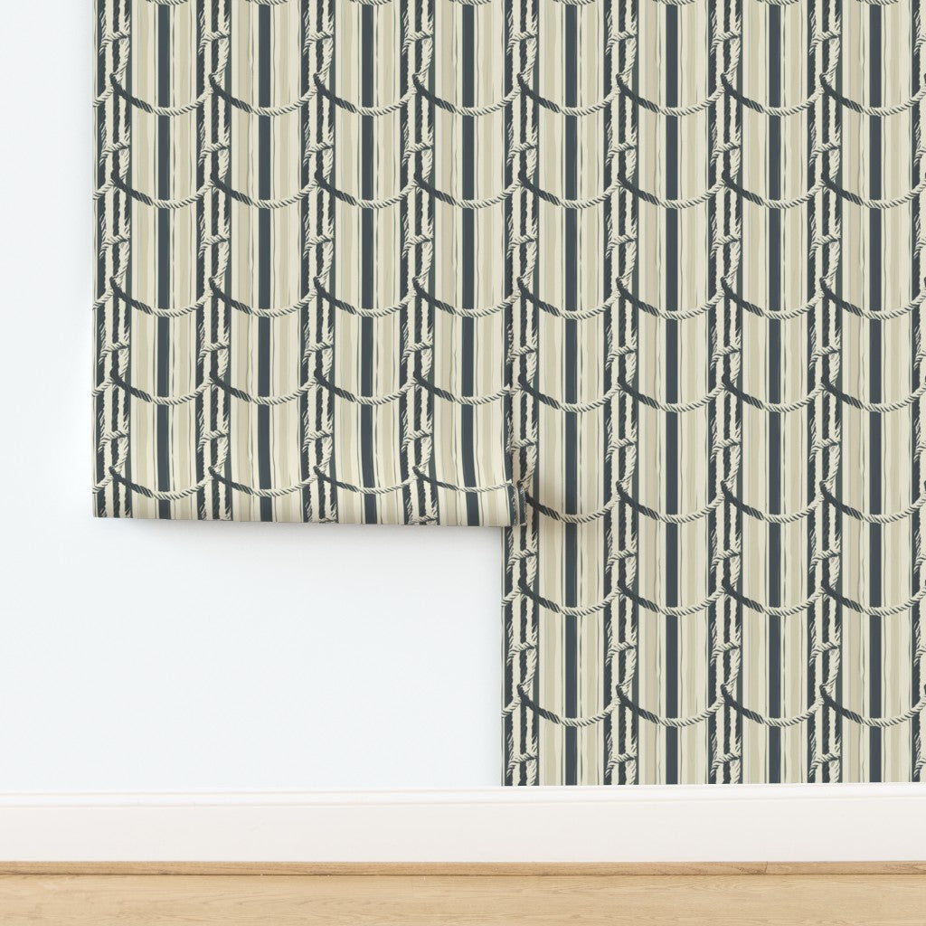 A roll of Sailor's Knot geometric wallpaper showing the pattern detail and texture.