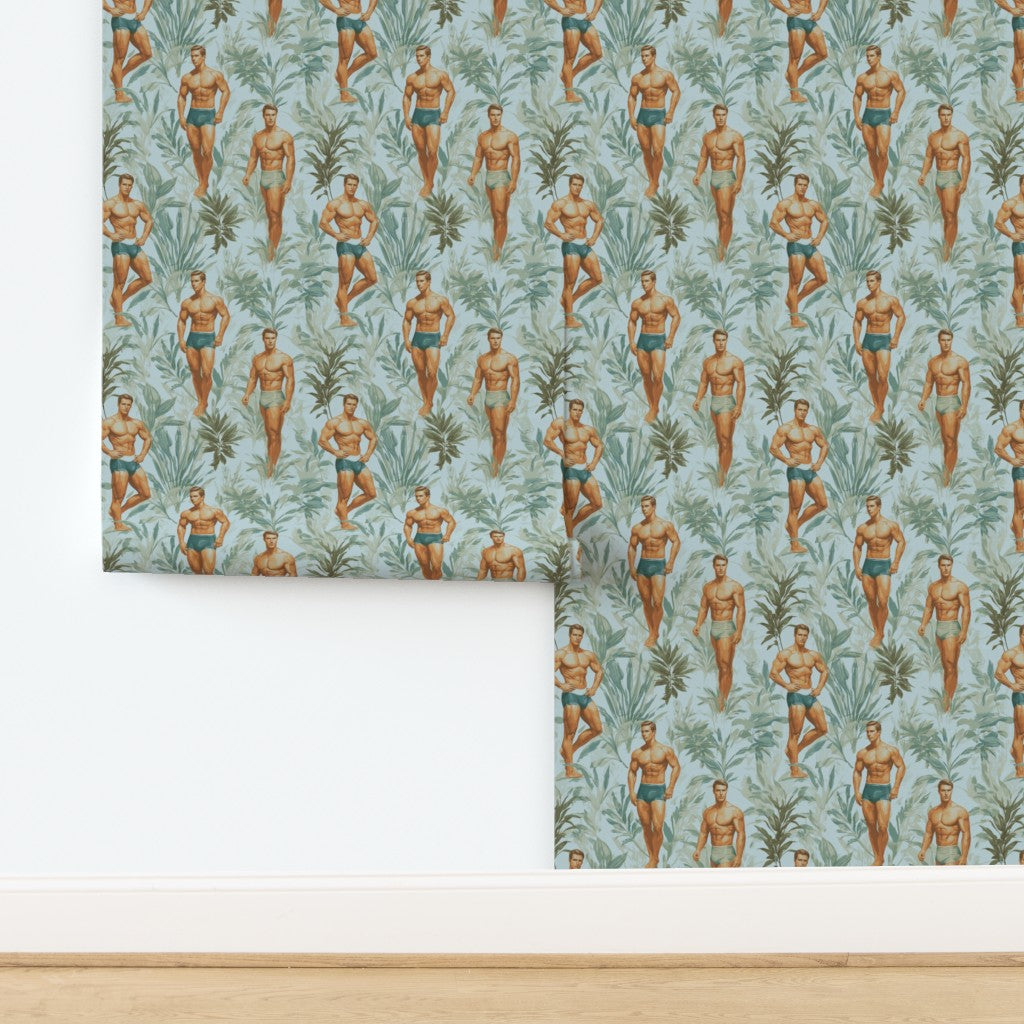 Detailed view of the coastal elements in the Blu colorway illustration.