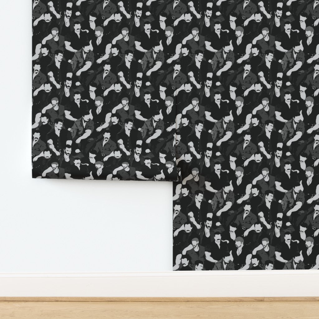 Mustache Men wallpaper roll detail