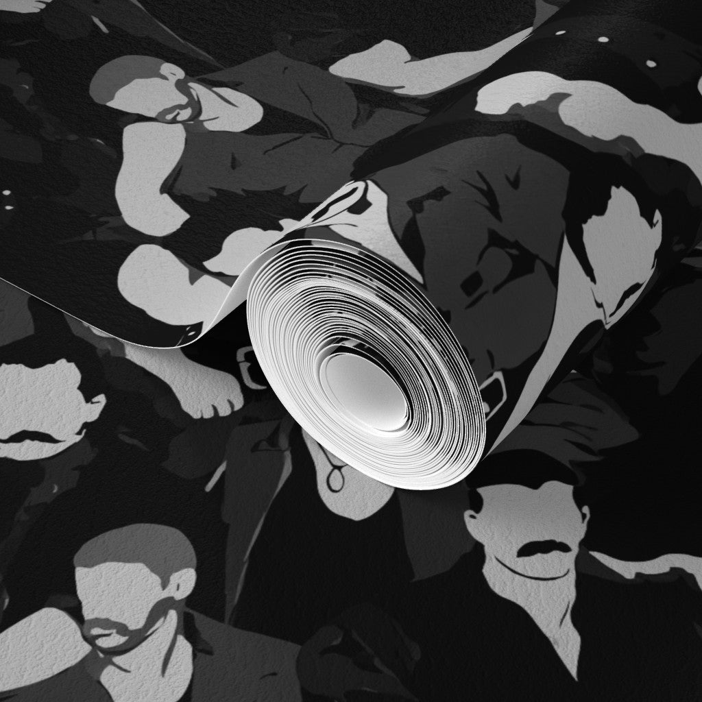 Mustache Men wallpaper pattern close-up