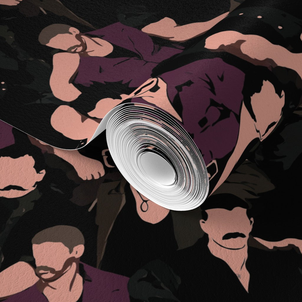 Onyx colorway pattern of Mustache Men wallpaper