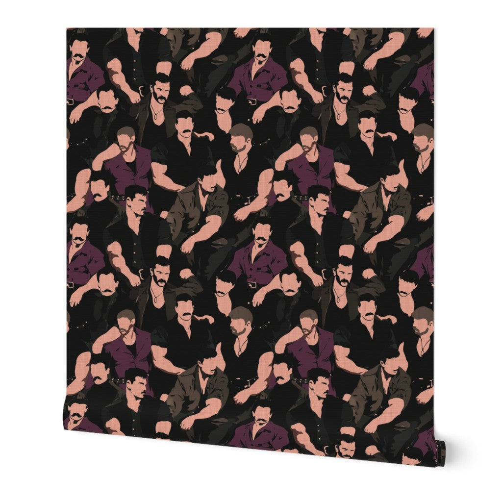 Mustache Men wallpaper color variant close-up