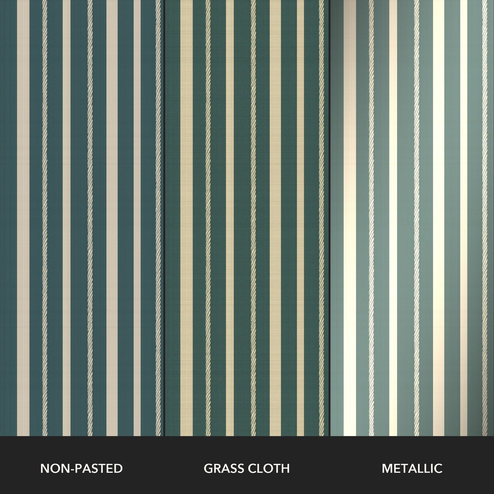 Alternate view of Nautical Stripes Teal Wallpaper | Provenance & Patina