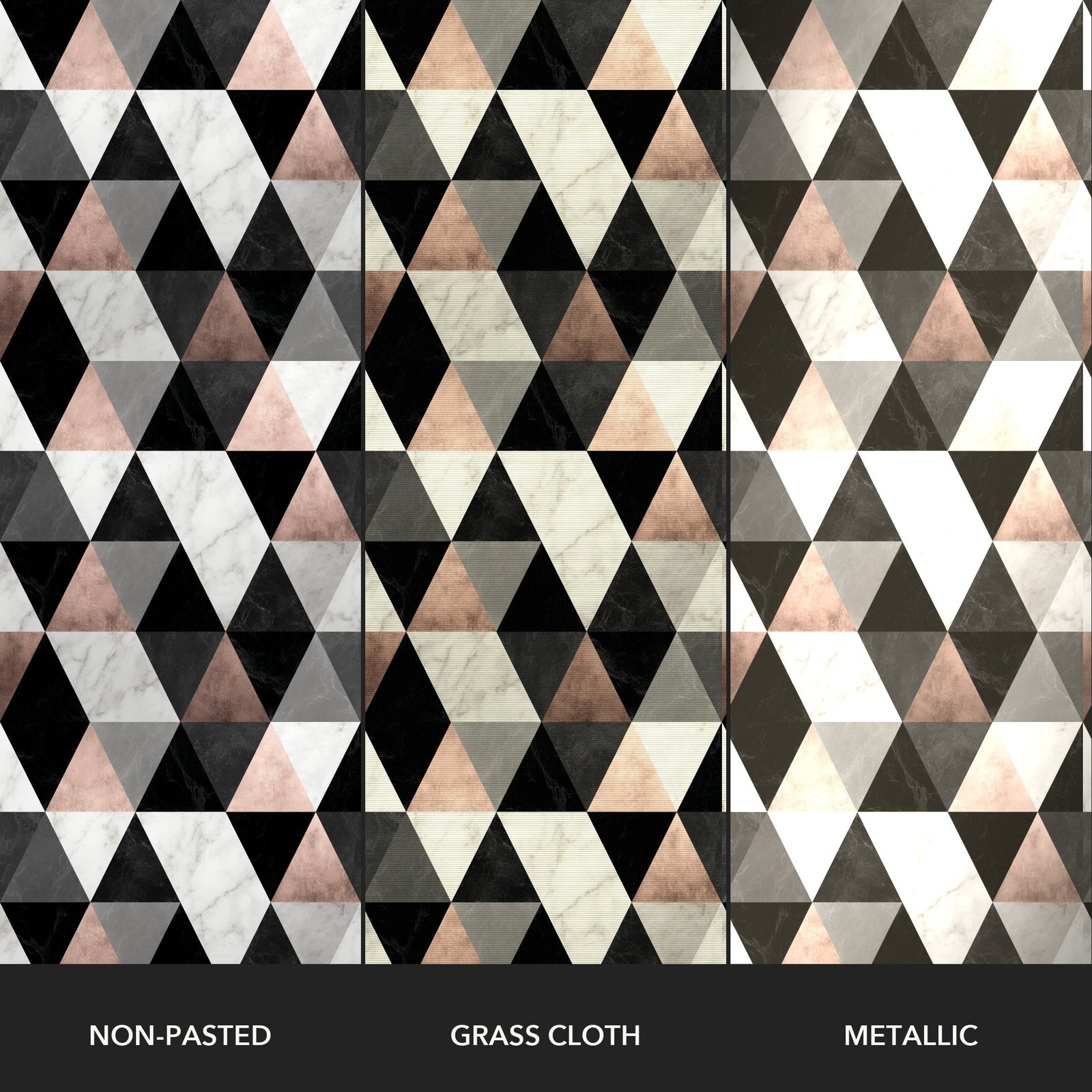 Triangle Marble Mosaic Tiles - Rose Noir — 31 Paper Types