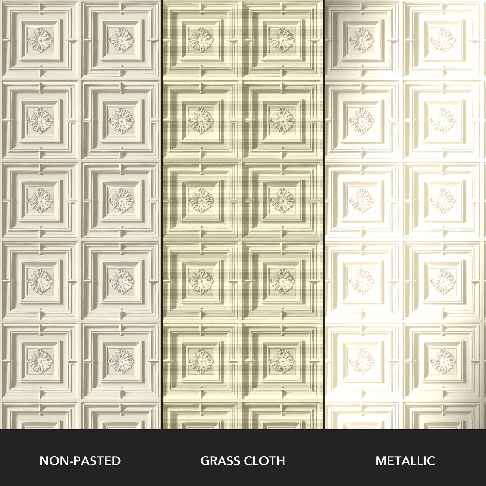 Classical Coffered Ceiling Medallions - Ivory — 31 Paper Types