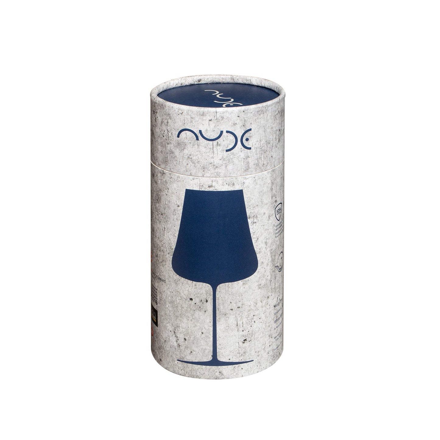 The timeless silhouette of a NUDE Glass Stem Zero Volcano white wine glass on a clean white surface.