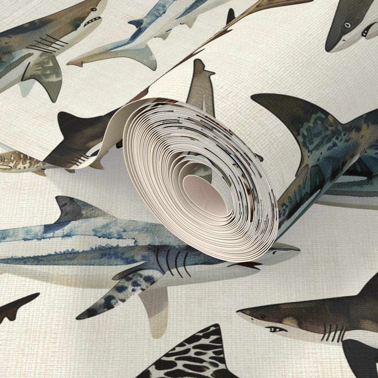 Watercolor Sharks - Ocean — 33 Detail Photo