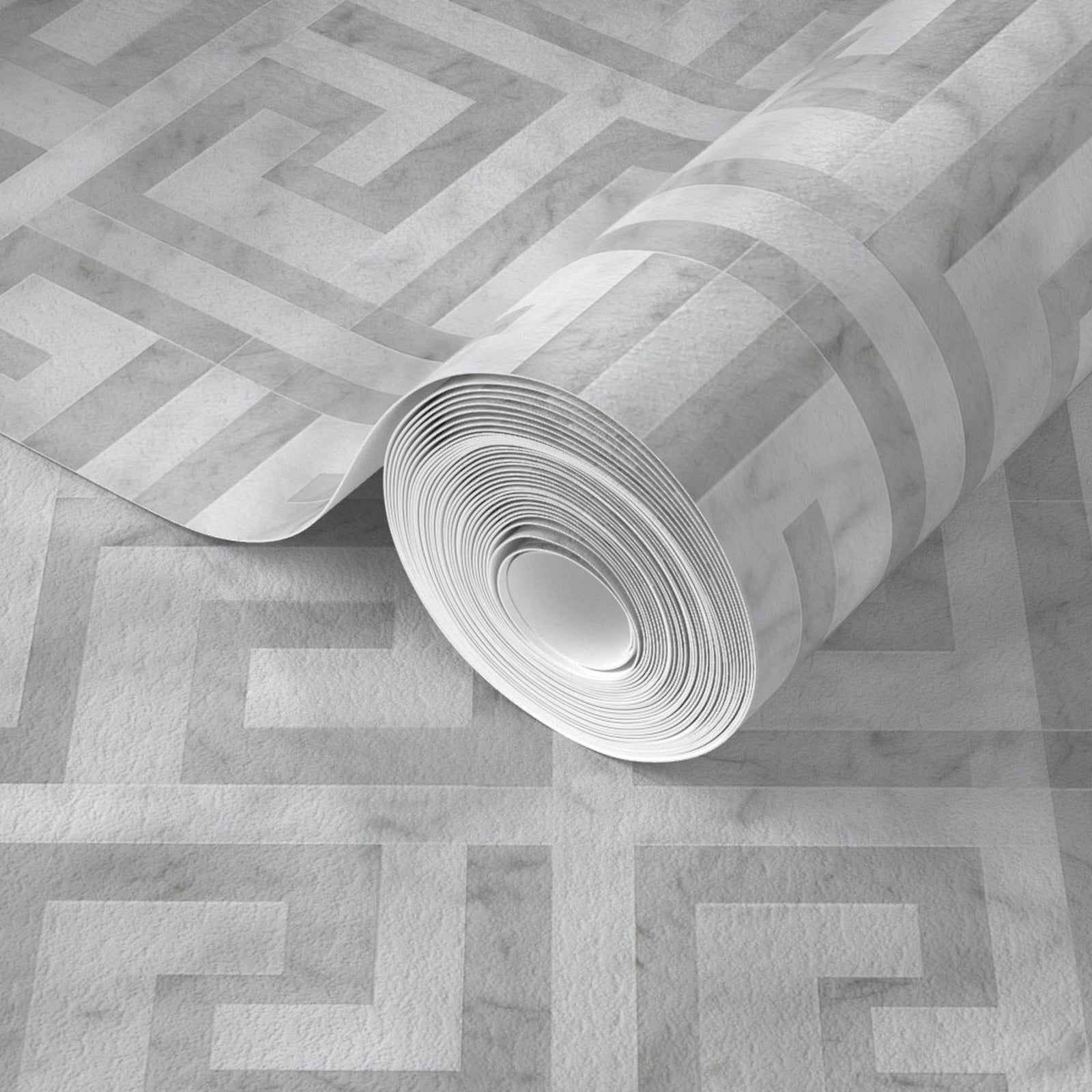 Greek Key - White Soft Gray — 33 Detail Photo