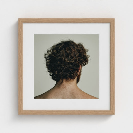 Curled Hair Portrait Back View in Soft Neutral Tones