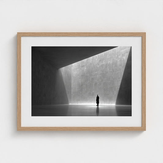 Solitary Figure in Minimal Architectural Light Study