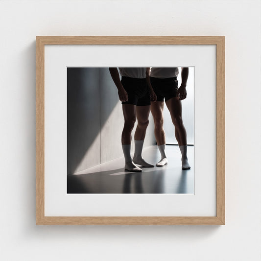 Contemplative Athletic Figures in Soft Neutral Light