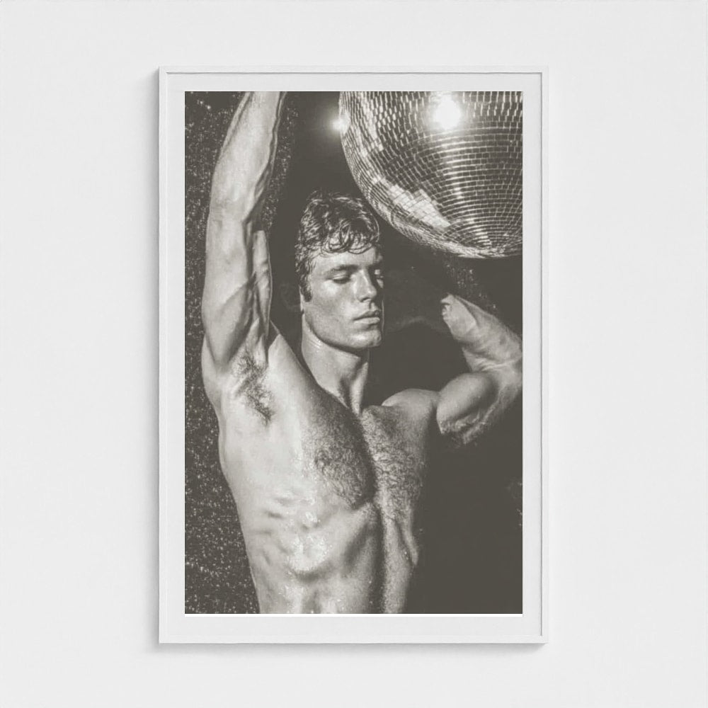 Monochrome Male Figure With Disco Ball Portrait