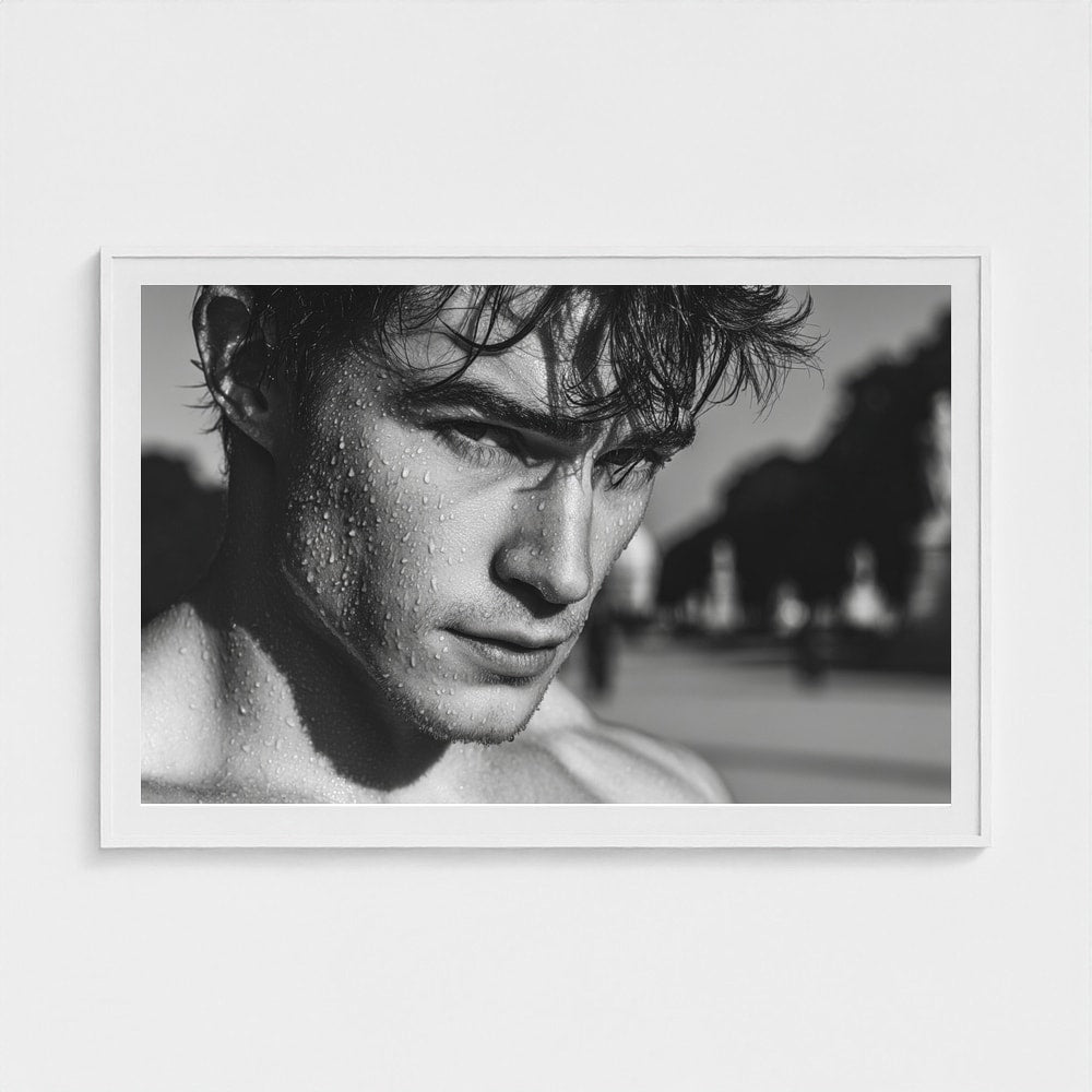 Intense Male Portrait in Atmospheric Greyscale Tones