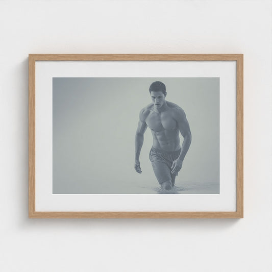 Contemplative Male Figure Walking Through Tidal Water