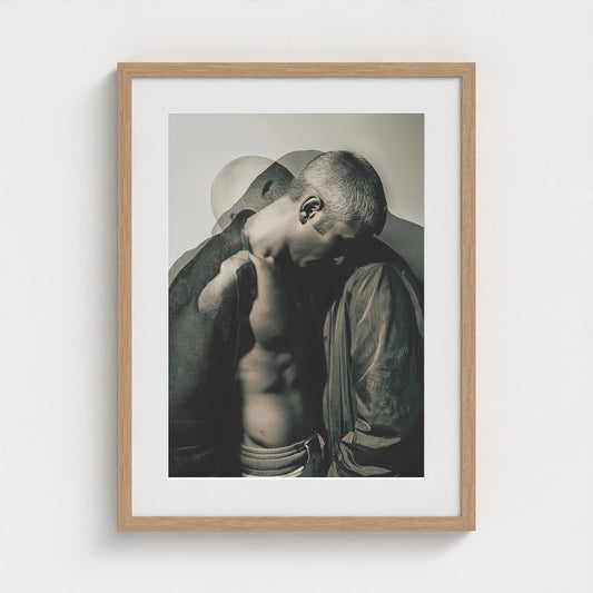 Contemplative Male Portrait in Minimal Grey Tones