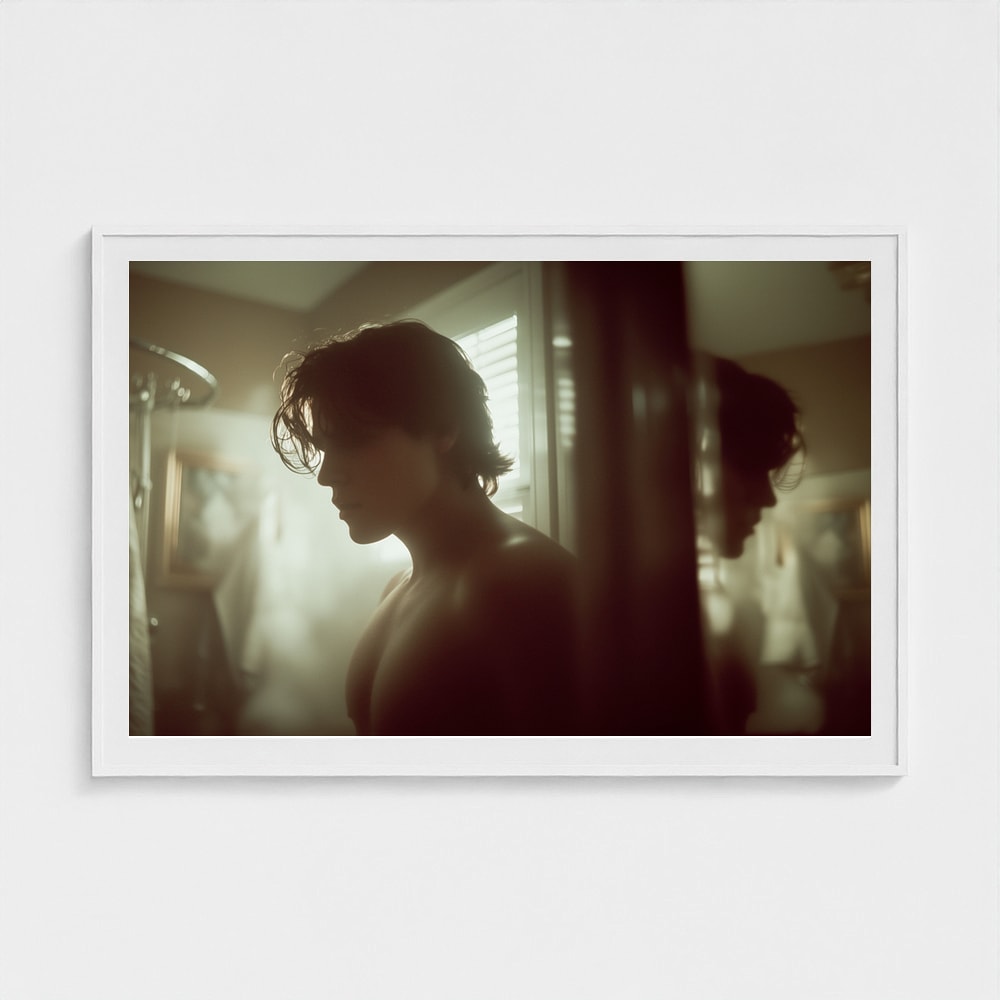 Intimate Male Portrait in Atmospheric Mirror Light