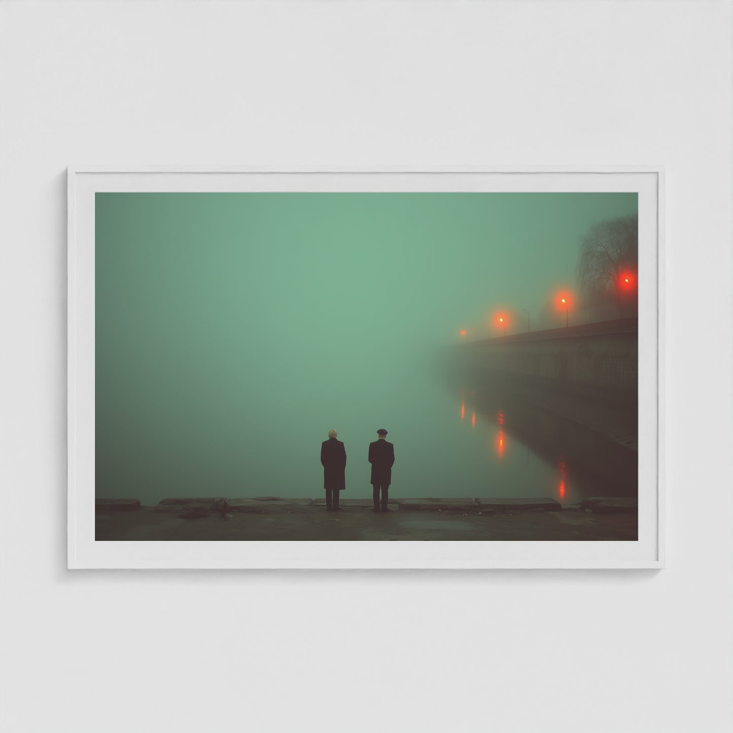Atmospheric Fog 60x40 White Landscape Box Frame