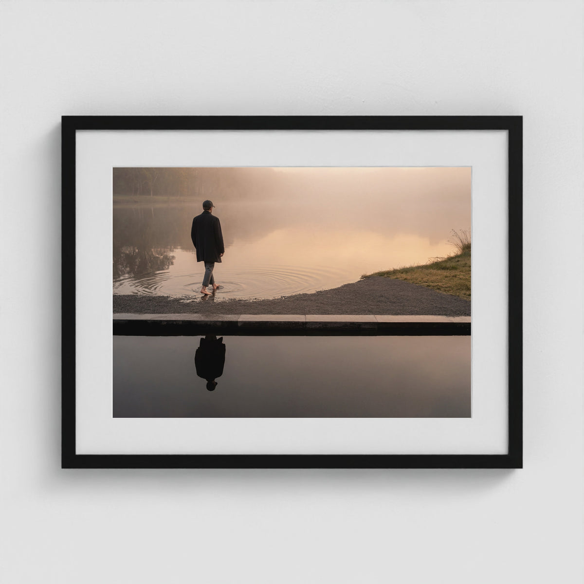 Barefoot Lakeshore 24x18 Black Landscape Box Frame
