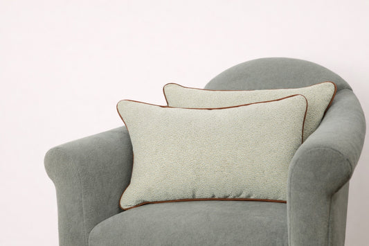 Seafoam Pillows with Cognac Trim Pair