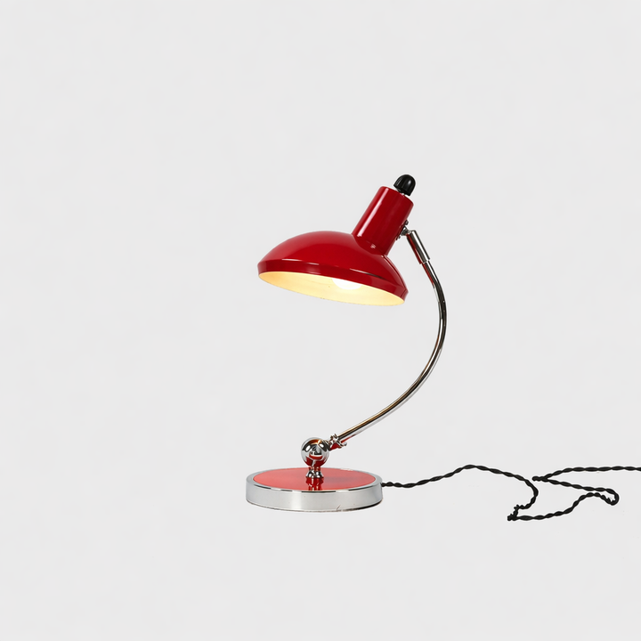 Close up detail of Italian Red Desk Lamp – Masculine Fine Art - Luxury Lighting | Provenance & Patina