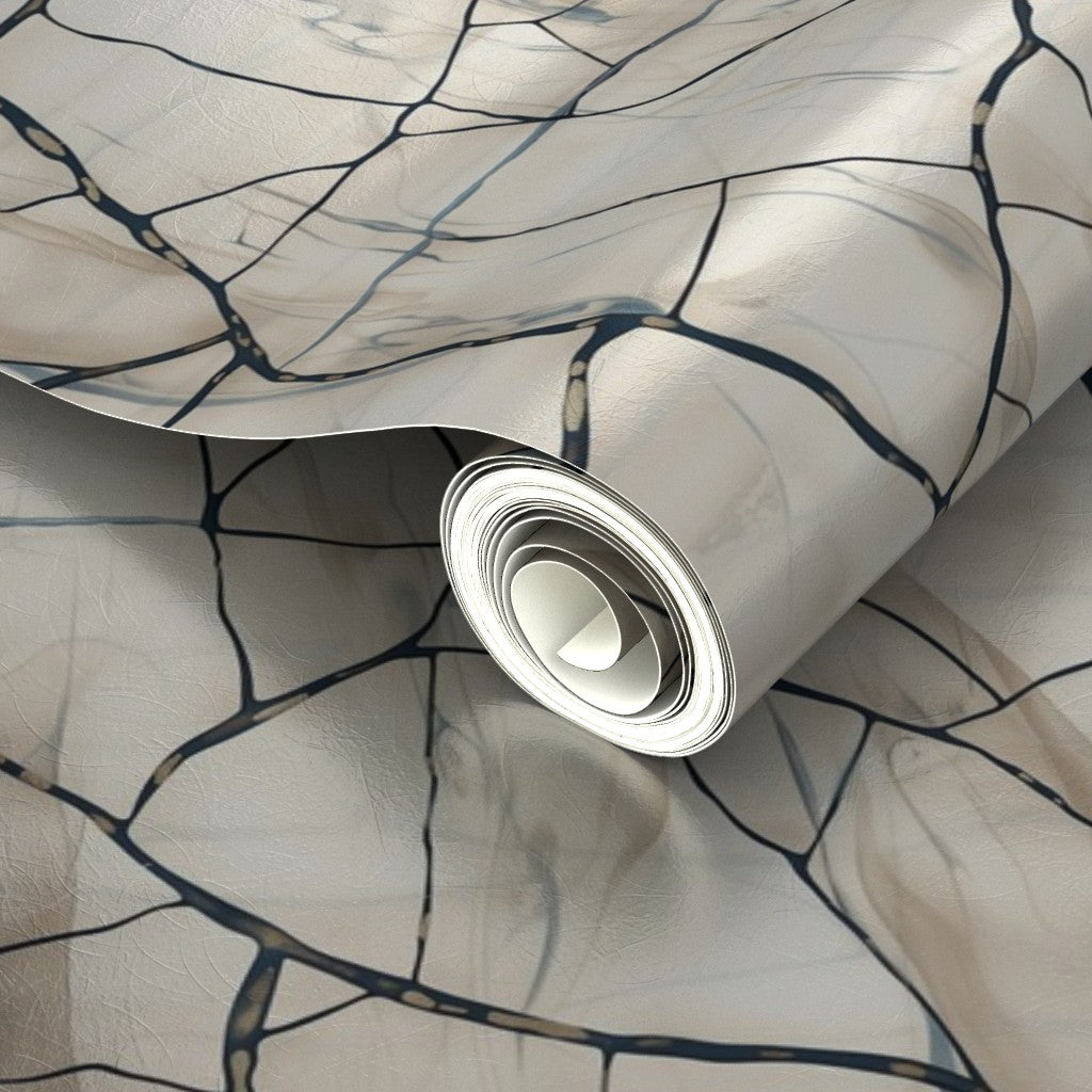 Close-up of the luminous metallic substrate for the Crackled Porcelain medium repeat wallpaper.