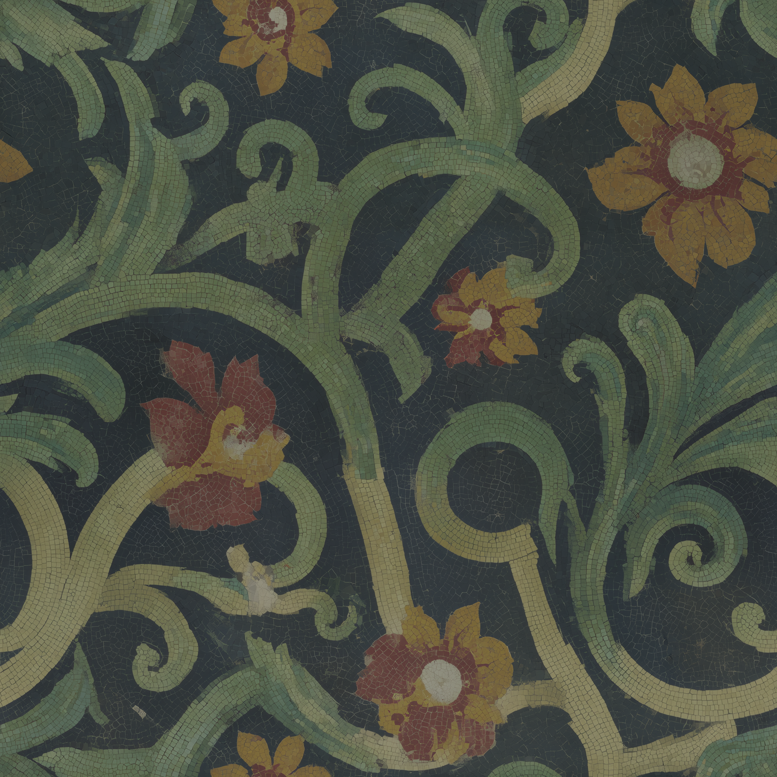 Digital pattern repeat design of the 3rd Century Roman Bath Tile III wallpaper.