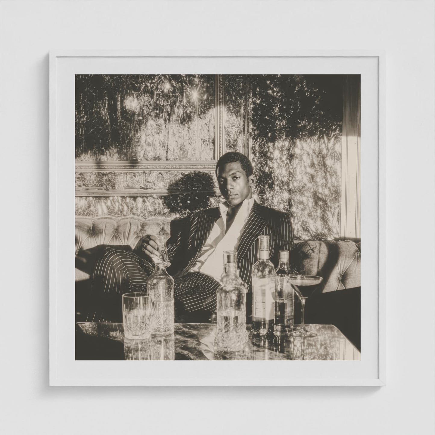 Disco Nights 36x36 White Square Box Frame