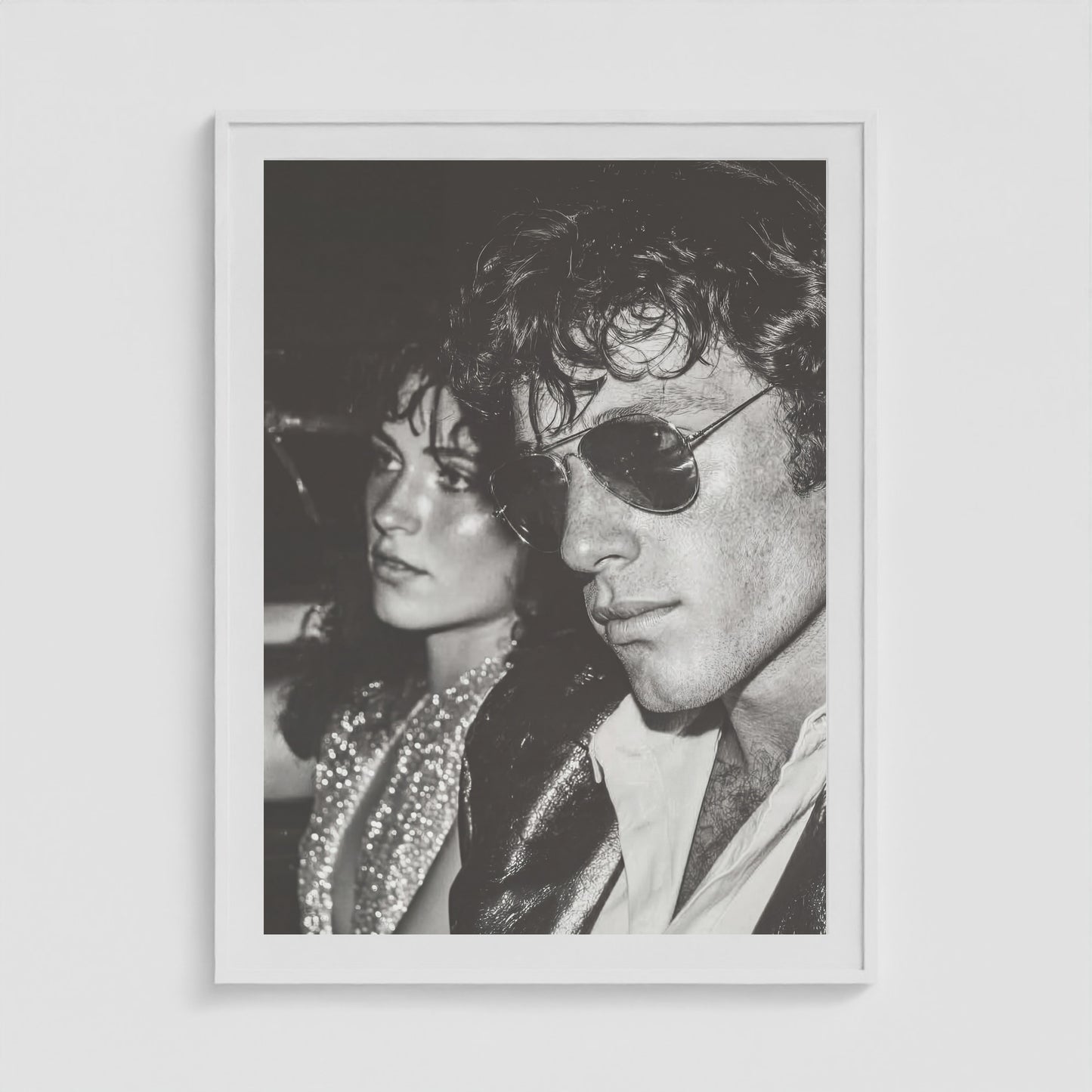 Dual Portrait in Monochrome Tones 36x48 White Portrait Box Frame