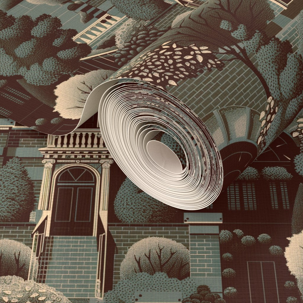 Woven natural textile surface of Uptown Architectural Wallpaper in Forest