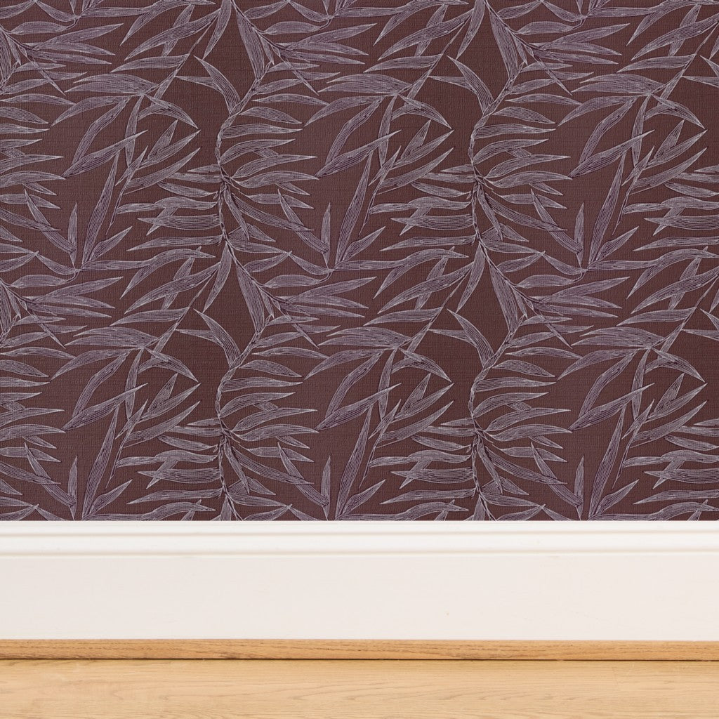 Close-up of the Ruby bamboo pattern printed on premium natural grasscloth.