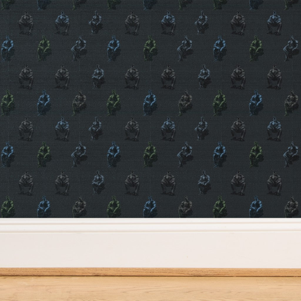 Close-up of the luxurious woven grass cloth texture highlighting the organic grain.