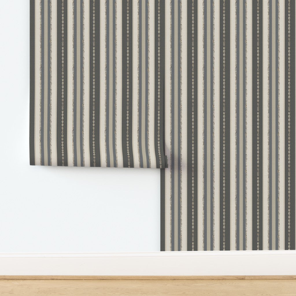 Close-up of the textured grasscloth backing variant of the Rope and Chain Restraint wallpaper