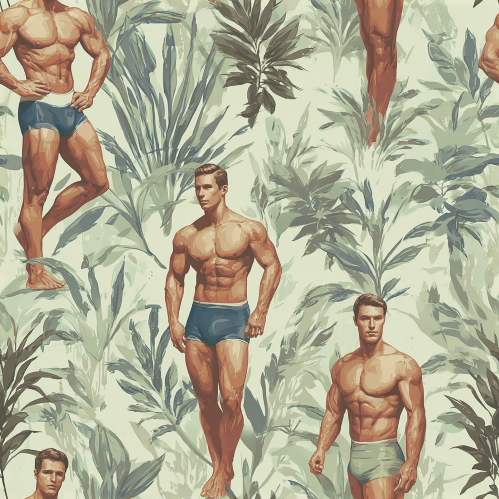 Color swatch of the Daddy Hunt wallpaper in green Palm.