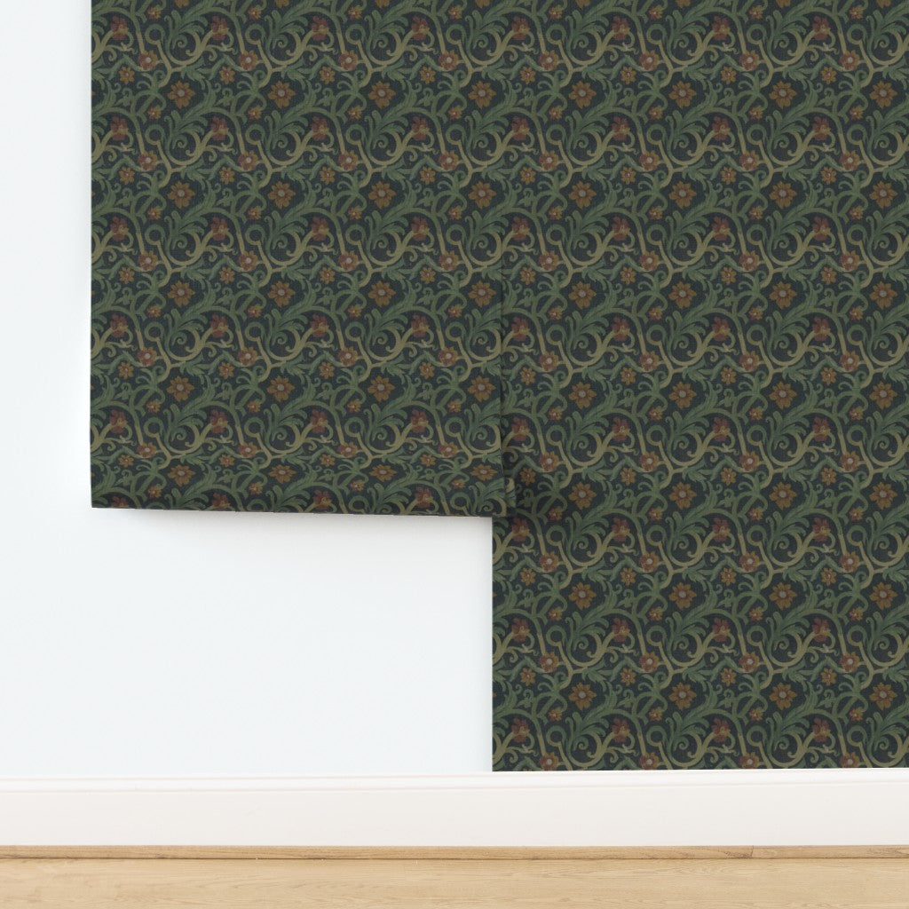 Textured Grass Cloth substrate for the 3rd Century Roman Bath Tile III wallpaper design.