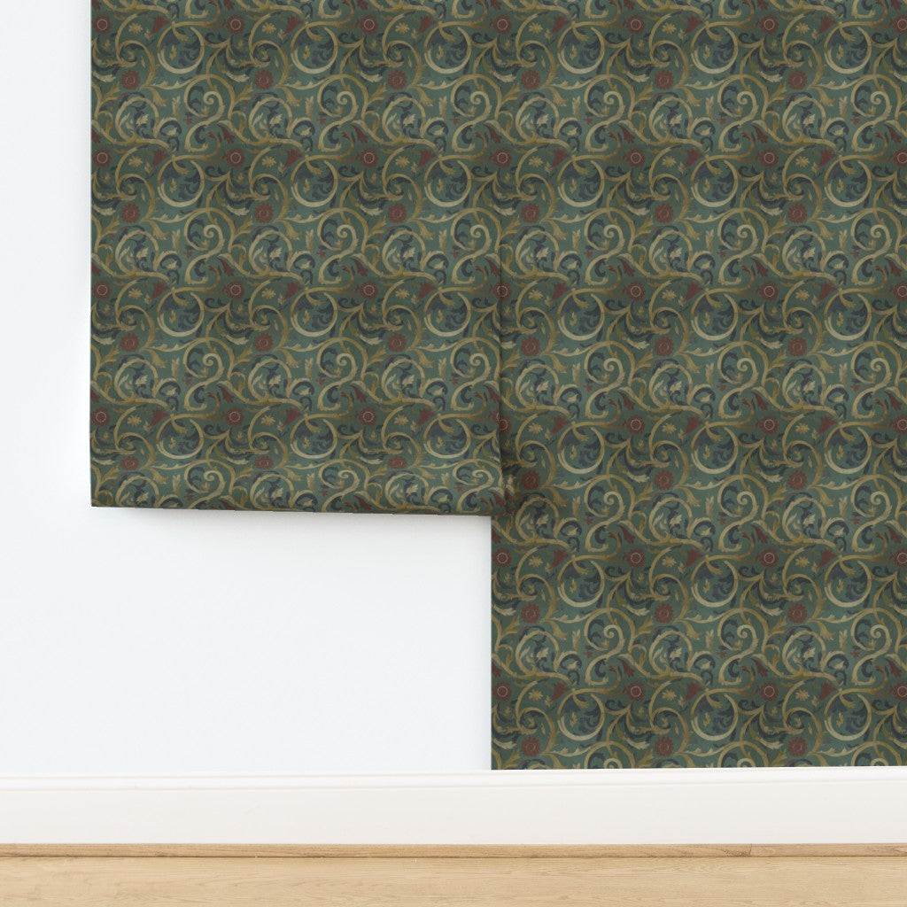 A clean swatch view of the 3rd Century Roman Bath Tile IV traditional non-pasted wallpaper.