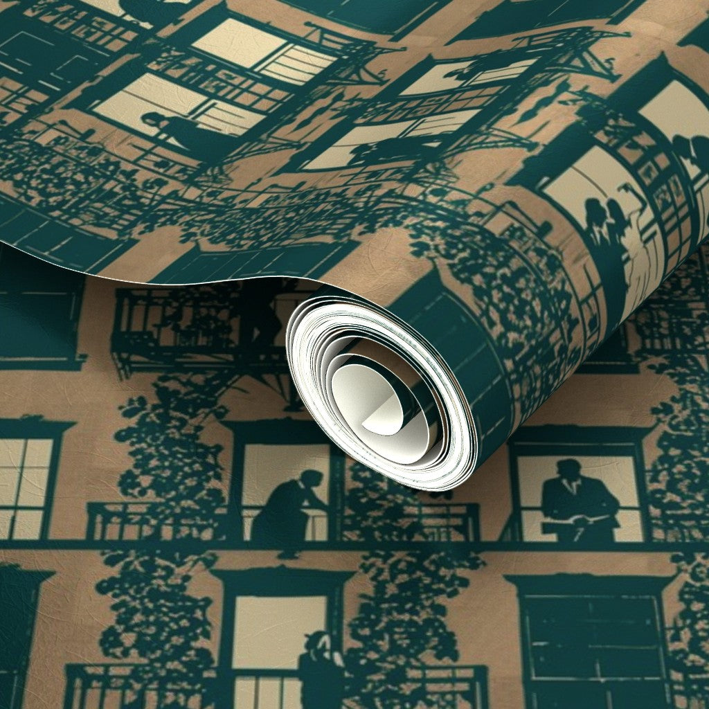 Close-up showing the soft reflective finish of Adobe metallic wallpaper.
