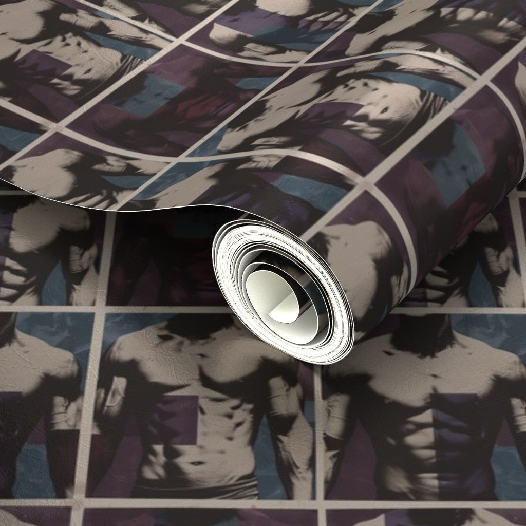 Elegant metallic paper option for the ModBod figurative wallpaper, capturing the pearlescent finish.