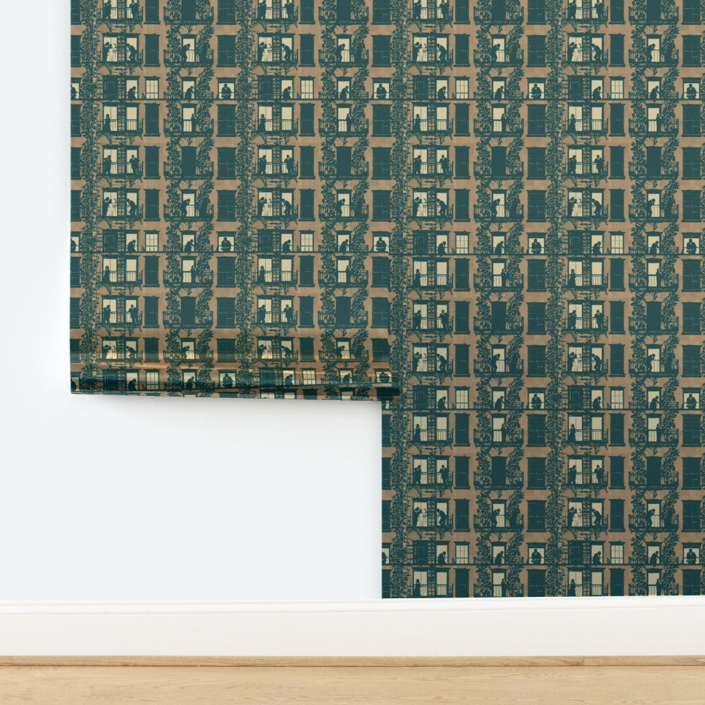 Subtle pearlescent sheen on the metallic paper variant of Village Windows in Adobe.