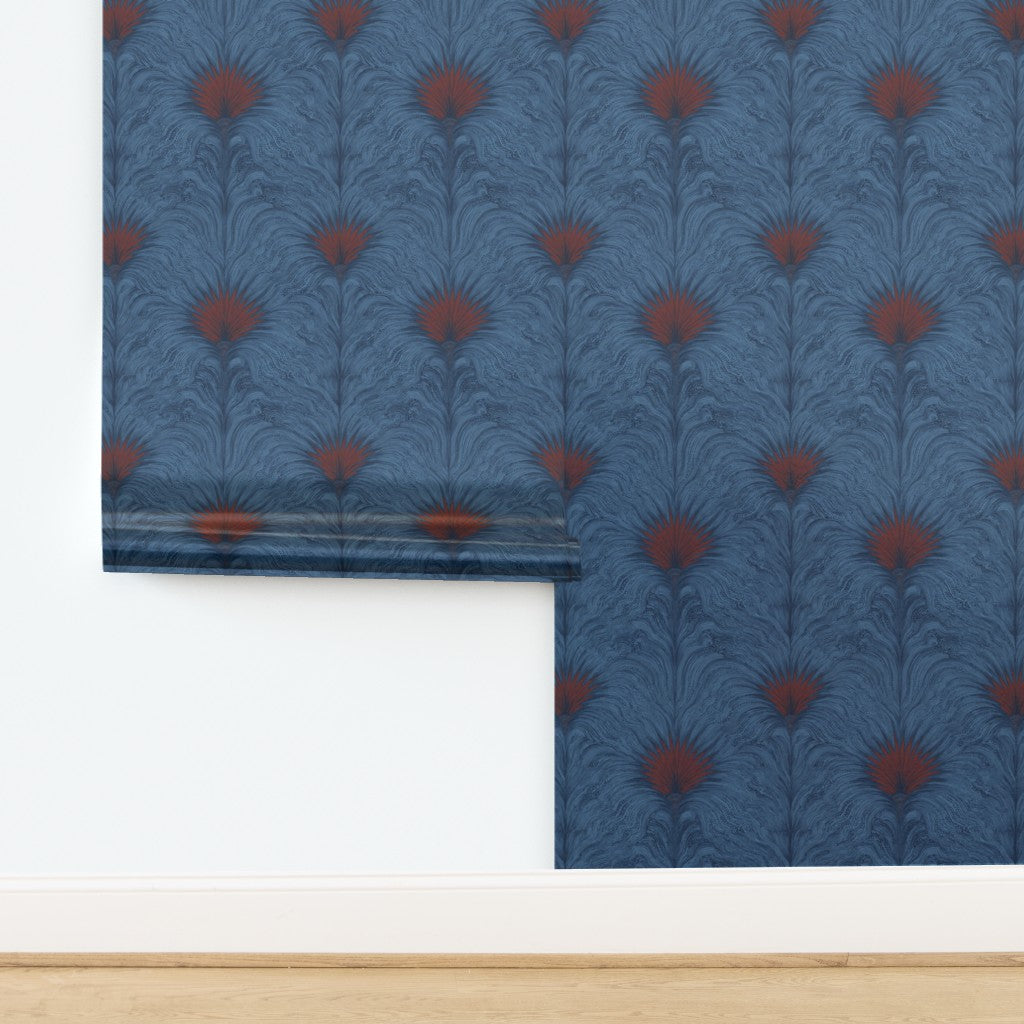 Detail of the Sea Spray wallpaper on a luminous metallic paper substrate.