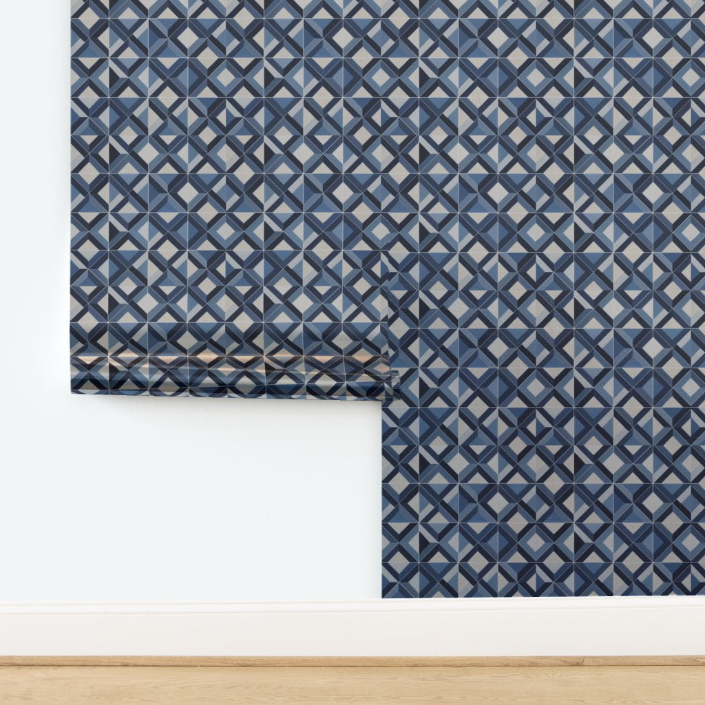Ponti Geometric wallpaper in Sand with a soft metallic pearlescent finish
