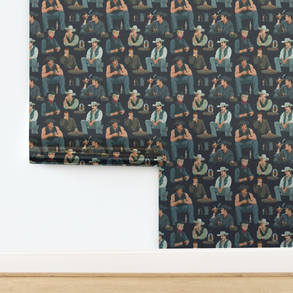 Shimmering metallic finish detail on the Dusty Trail Reverie custom wallpaper.