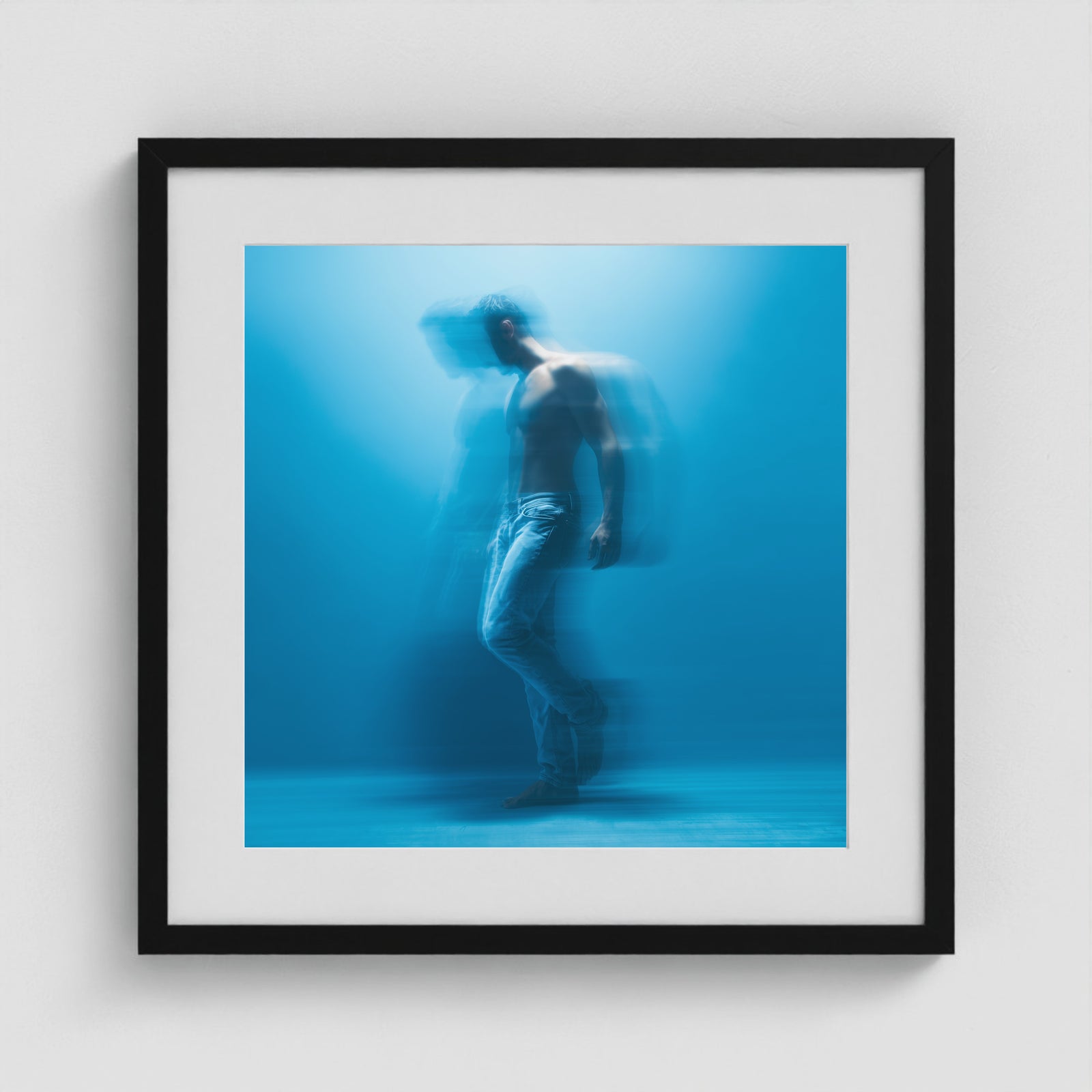 Motion in Blue - No. 2 20x20 Black Square Box Frame