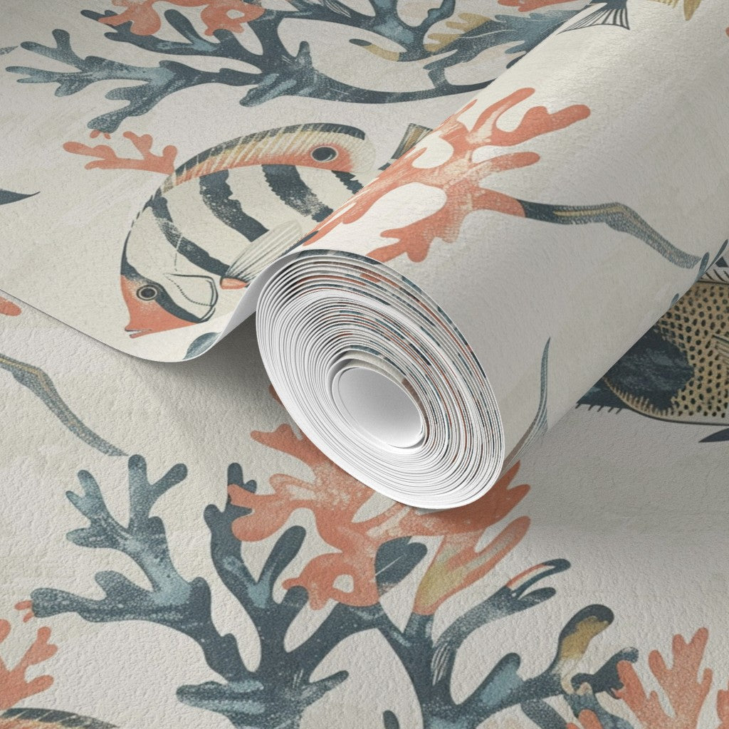 Close-up of the non-pasted matte wallpaper in Off White colorway.