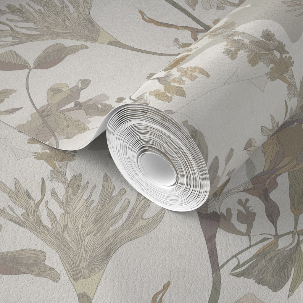 Non-pasted matte seaweed wallpaper illustrating the crisp pattern detail.