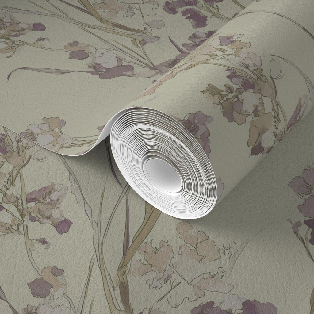 Canary yellow botanical watercolor wallpaper in a traditional non-pasted finish.